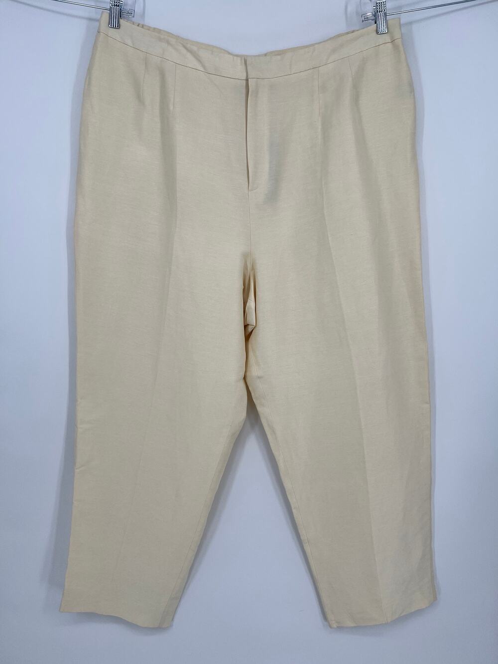 Linda Allard Ellen Tracy Linen Blend Dress Pants Women Plus 22 Ivory Cream NEW